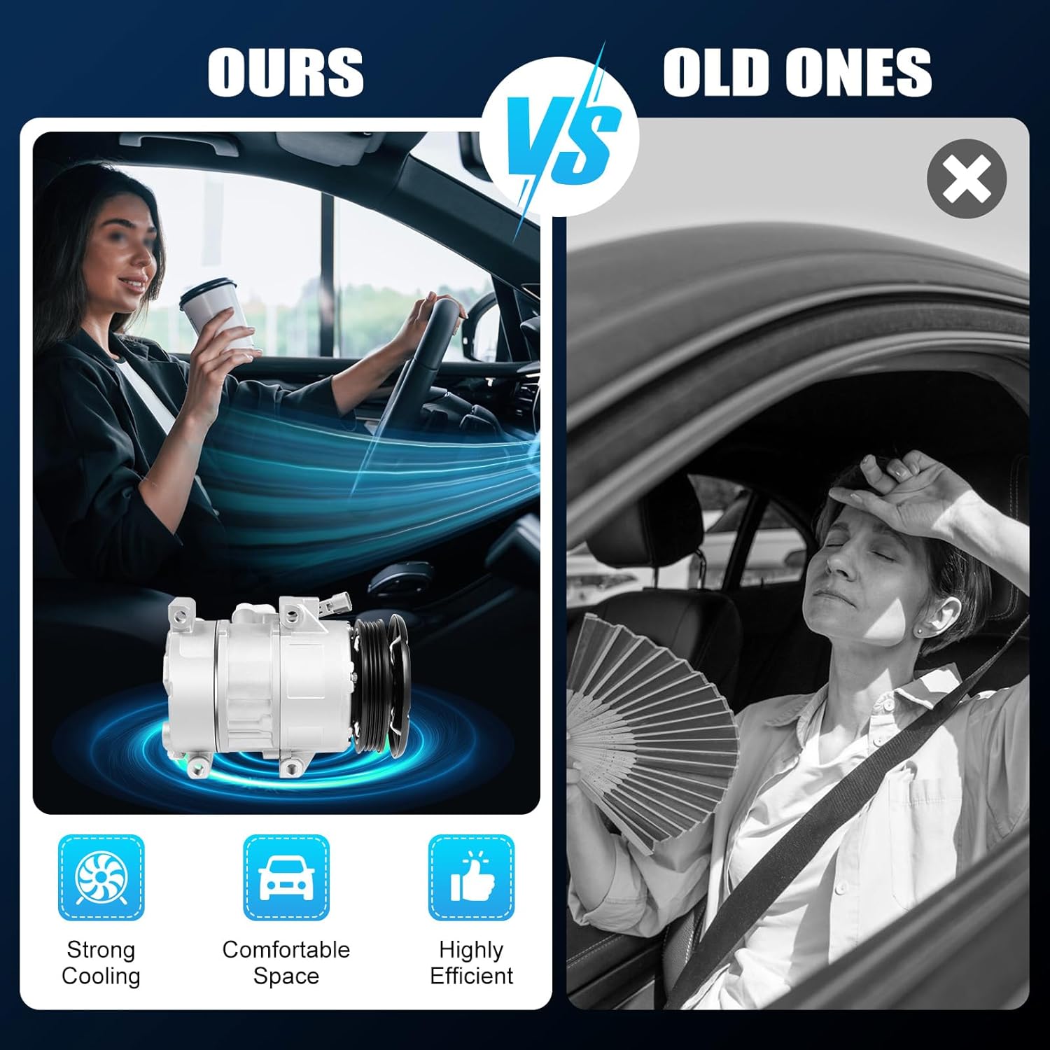 AC Compressor & A/C Clutch Fit for 1.5L A/C Compressor with Clutch for 2007 2008 2009 2010 Air Conditioner Compressor W/Clutch CO 11078RW