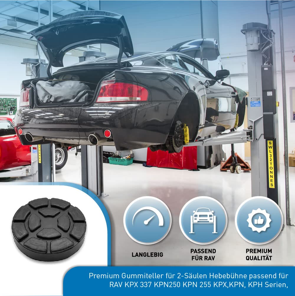 Ravaglioli - Plato de goma para plataforma elevadora de 2 columnas, apto para RAV KPX 337 KPN250 KPN 255 KPX, KPN, KPH Series, plato de recepción extremadamente resistente, 123 mm de diámetro