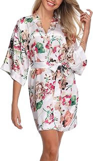 Women's Satin Robes Bride Bridesmaid Bridal Party Silky Robes Soft Loungewear Pure Color & Floral S-XXL