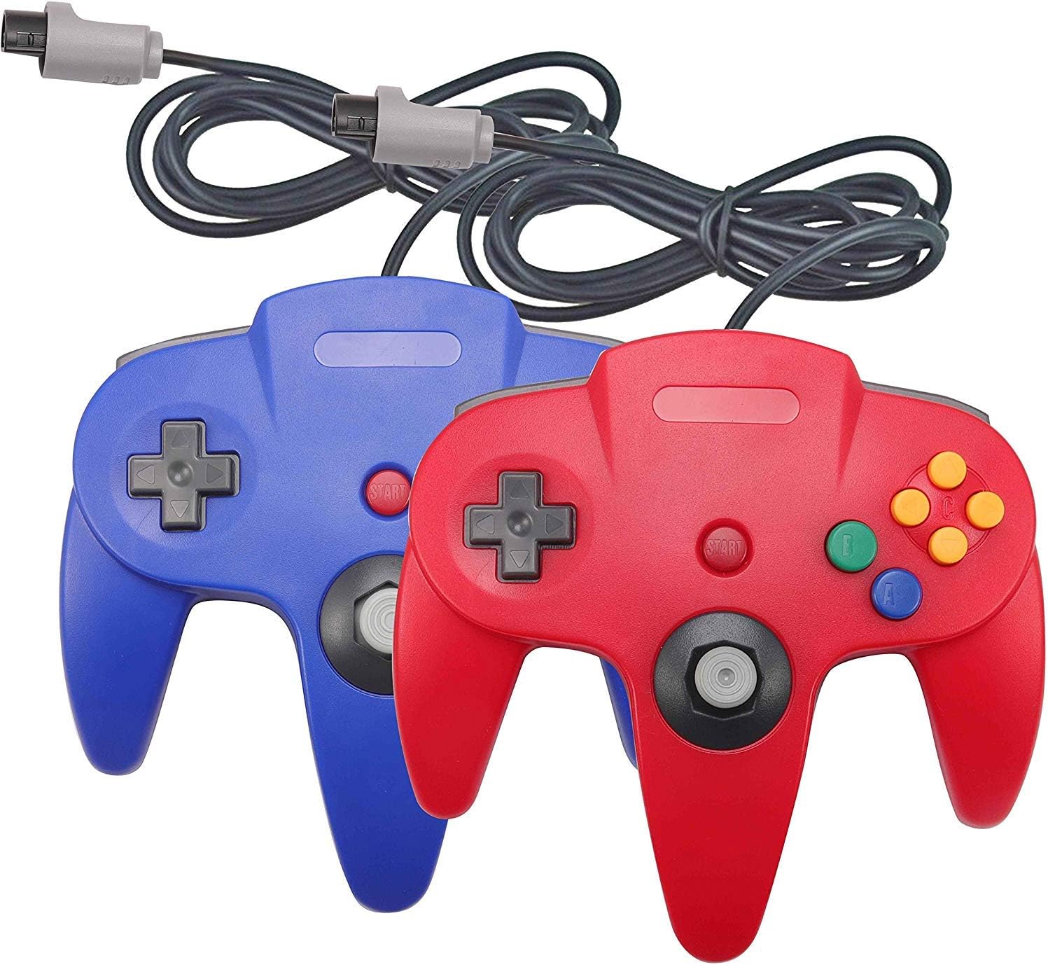 Wired Controller for Nintendo 64 N64 Console, Upgraded Joystick Classic Video Game Gamepad (Red and Blue)