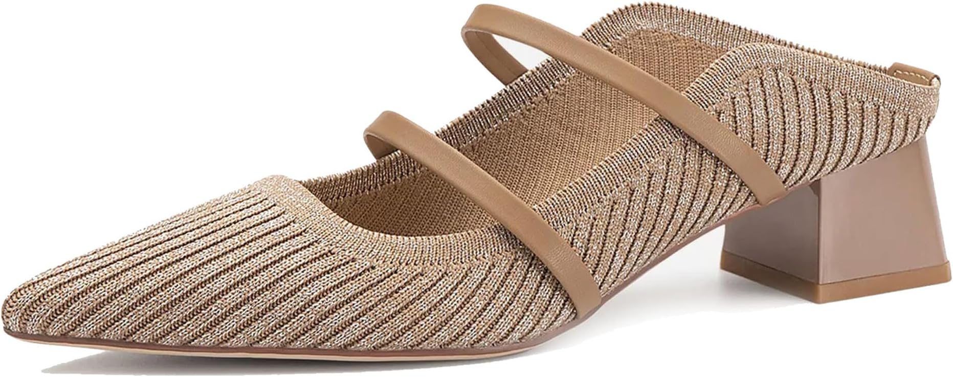 Women's Pointed Toe Mules - Chunky Heel Slide Sandals for Women, Comfortable Commute Shoes, Open Back Summer Slippers, Casual Dressy Loafers