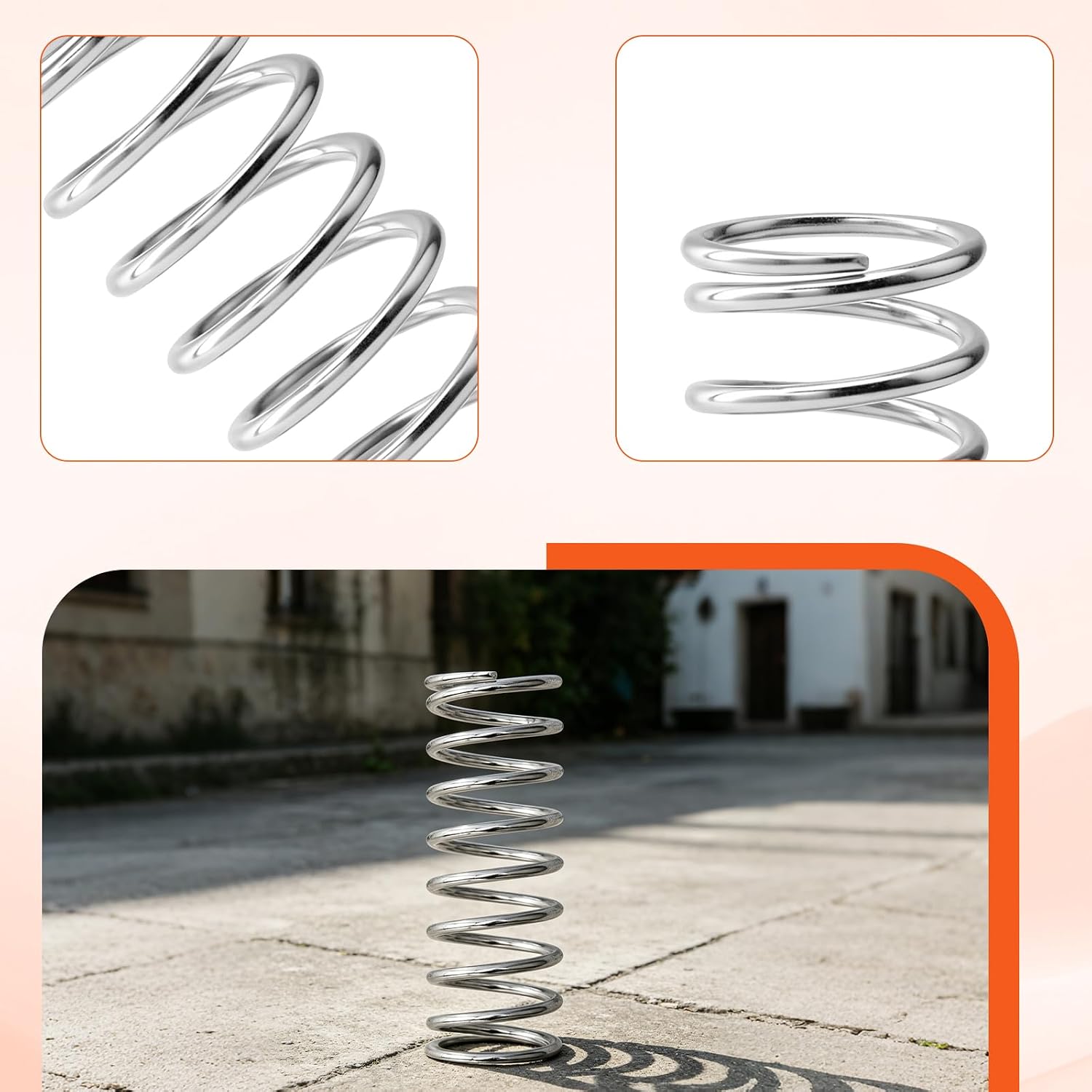 9734 Compression Spring 0.105" x 7/8" x 3" – 4 Pack | Wire Diameter 0.105 in x Outer Diameter 7/8 in x Length 3 in, Spring Steel, Fit for Machinery, Automotive