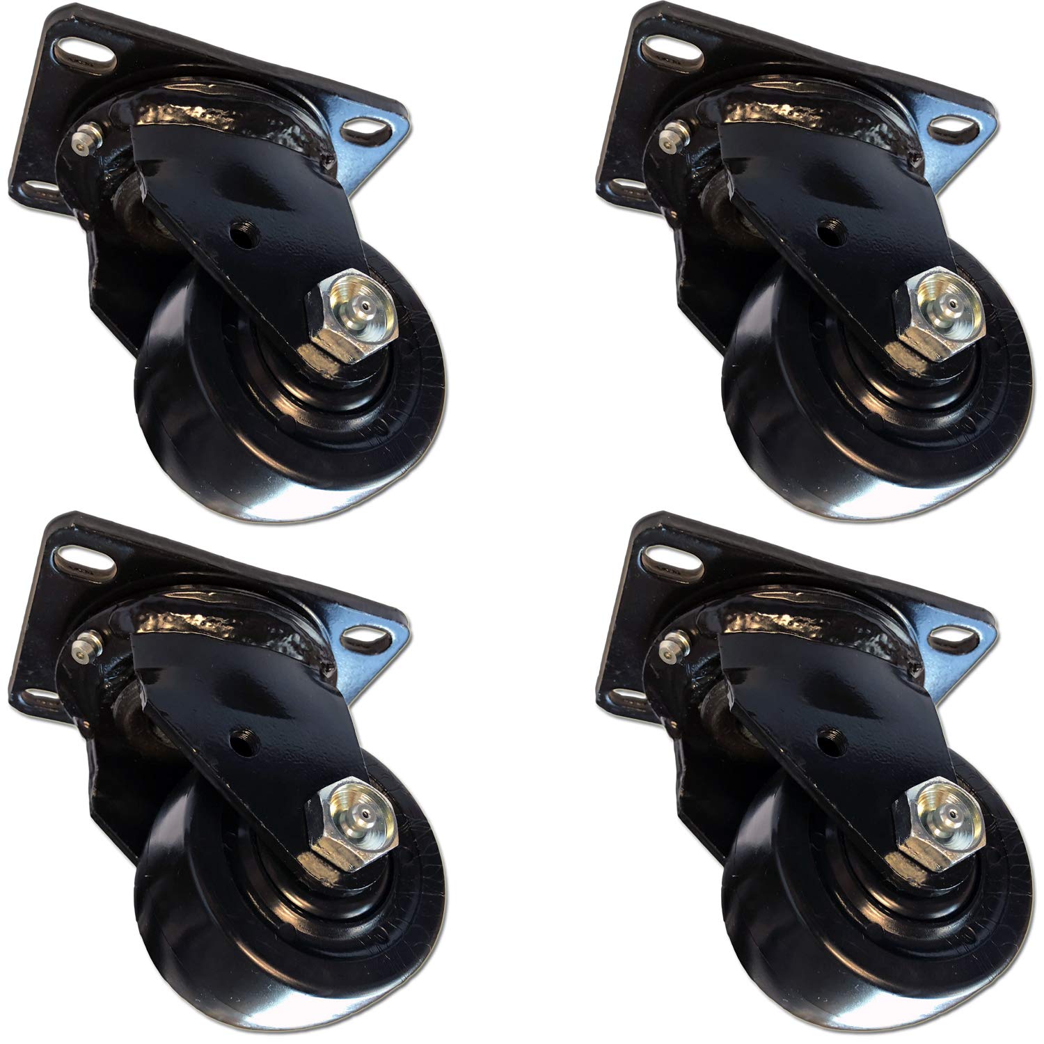 CasterHQ - 3 Swivel Caster Set of 4-4,000 lbs Capacity - Low Profile Extreme Duty Casters - Great for Vending Machines, Business Machines, & Electronics - Low Clearance Casters with The Most Muscle