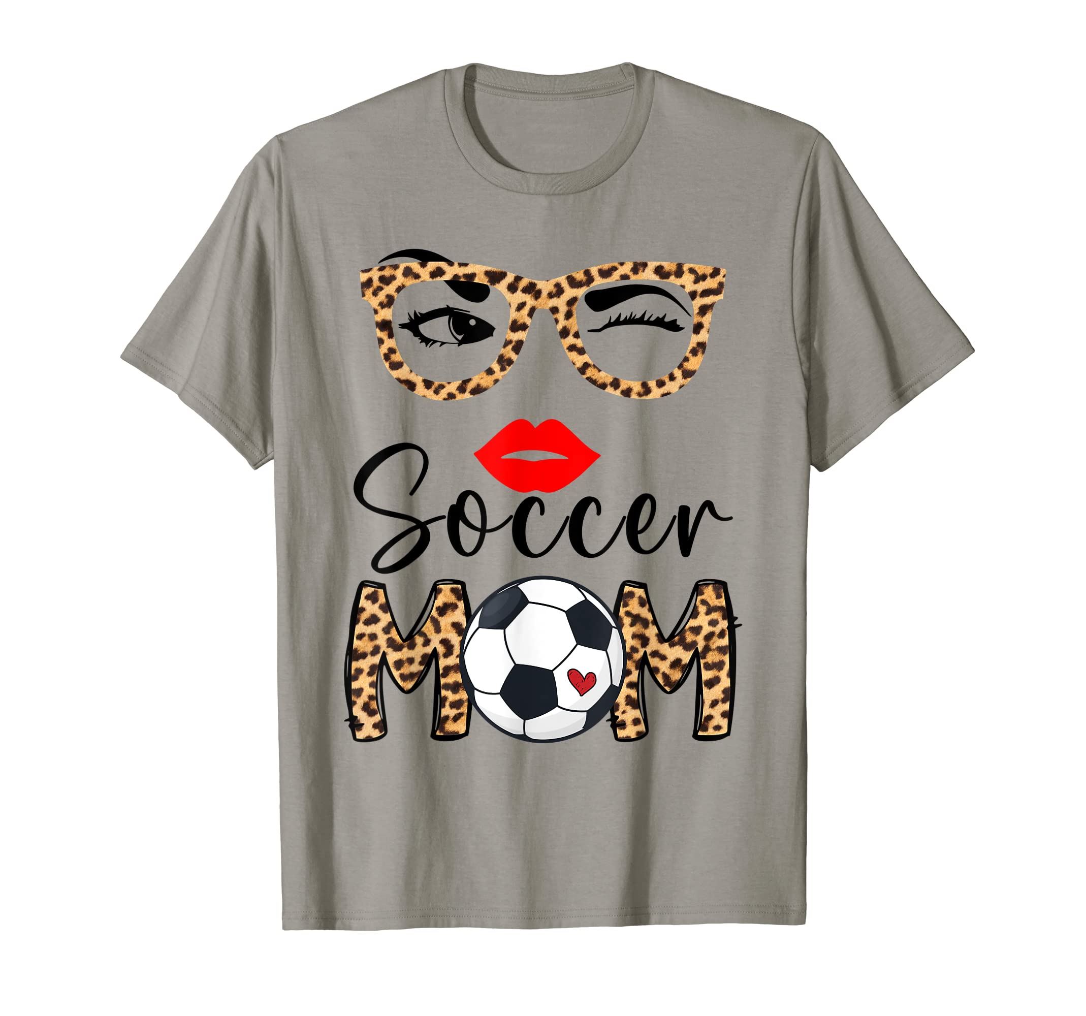 Soccer Mom Funny Soccer Ball Womens Leopard Retro Vintage T-Shirt