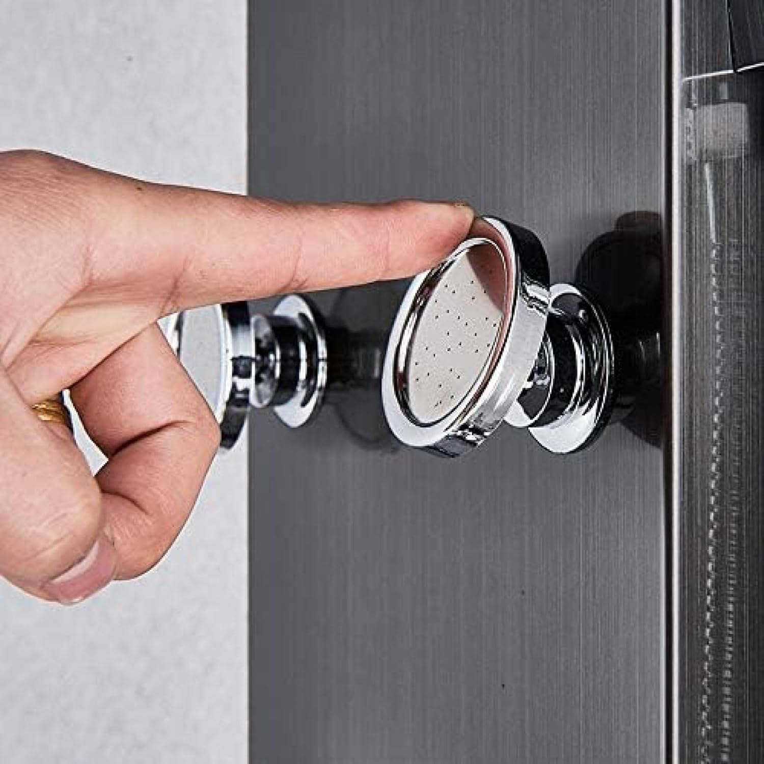 HydroelectricityRain Waterfall Shower Panel Massage Spa Jets LCD Digital Display Shower Suit Shower Column-Blackend,Blackend