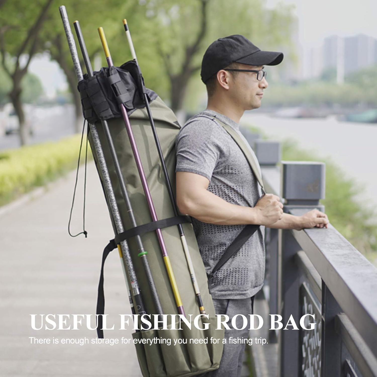Fishing Rod Tackle Bag Large Capacity Fishing Pole Storage Bags Fishing Gear Organizer Travel Carry Pole Tools Bag Portable Fishing Rod Case for Fisherman Outdoor Fishing