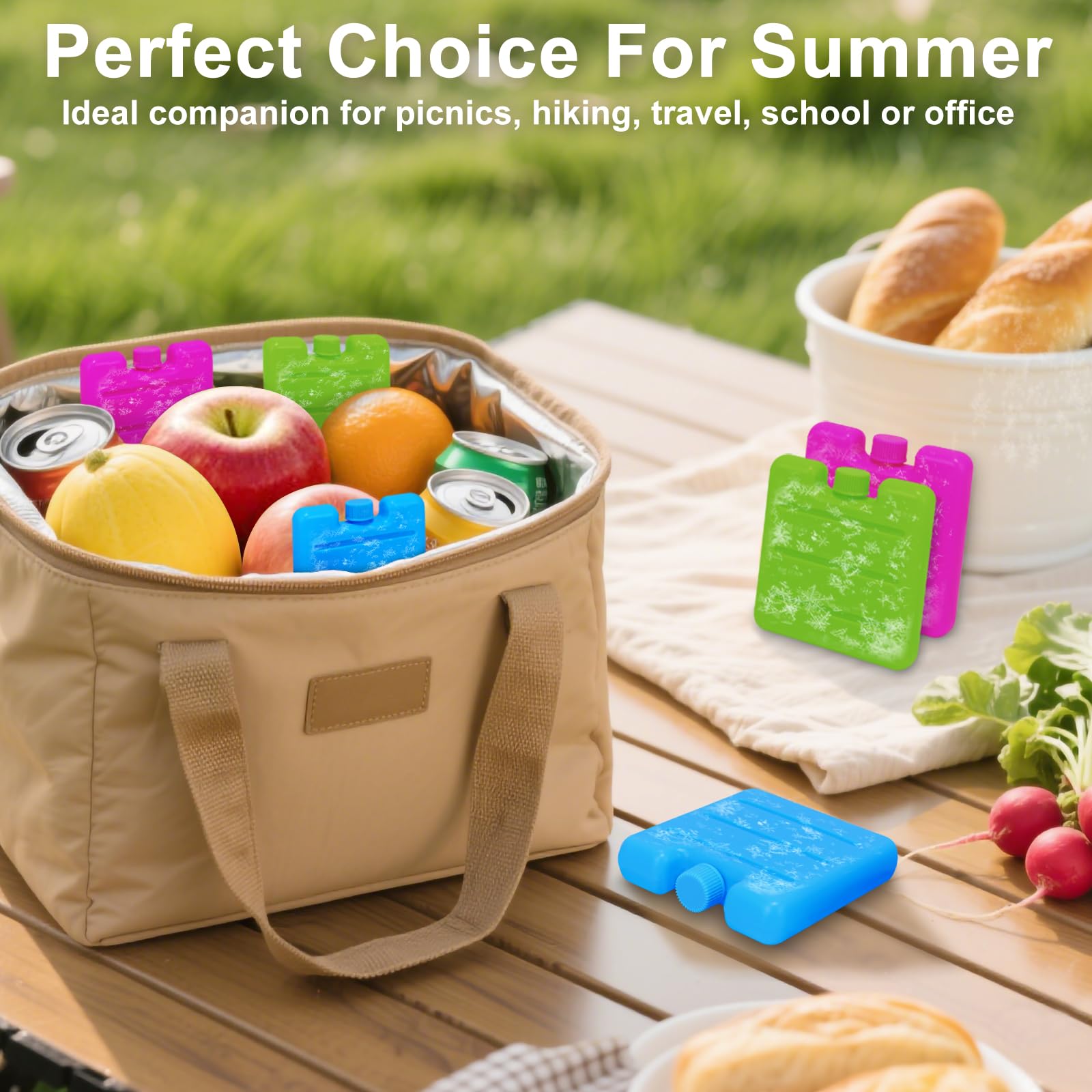 Piccolo Ghiaccioli per Borsa Frigo, 6 Pezzi Mini Siberini per Borsa Termica, Piatto Mattonelle Ghiaccio, Portatile Tavolette Ghiaccio per Picnic, Pesca, Viaggi, Campeggio