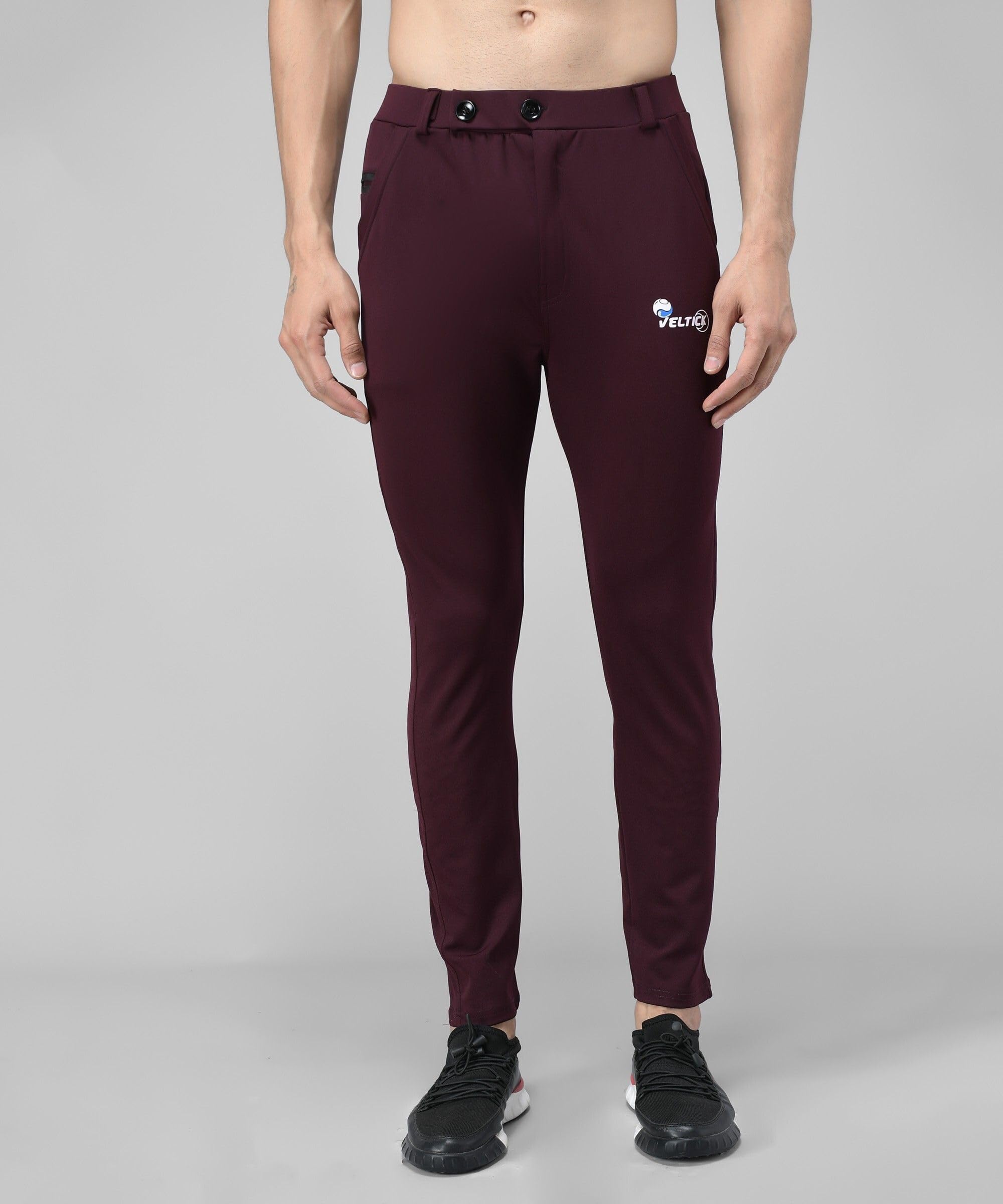 Slim Fit Men Maroon Trousers