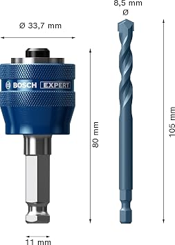 Bosch Professional 2x EXPERT Power Change Plus Delik Açma Testeresi Sistem Adaptörleri ve Delme Uçları (, Ø 8,5 mm, Şaft, biçimi Altıgen mm, Aksesuar Darbeli Matkap/Vidalama)