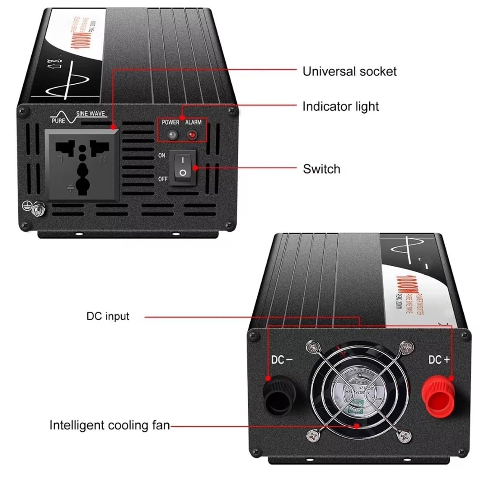 Inversor Inversor De Onda Sinusoidal Pura De 1000 W Y 600 W 12 V Y 220 V Microinversor De Energía Solar CC 24 V Y 48 V A CA 110 V Y 120 V(12V,110-120V,600W)