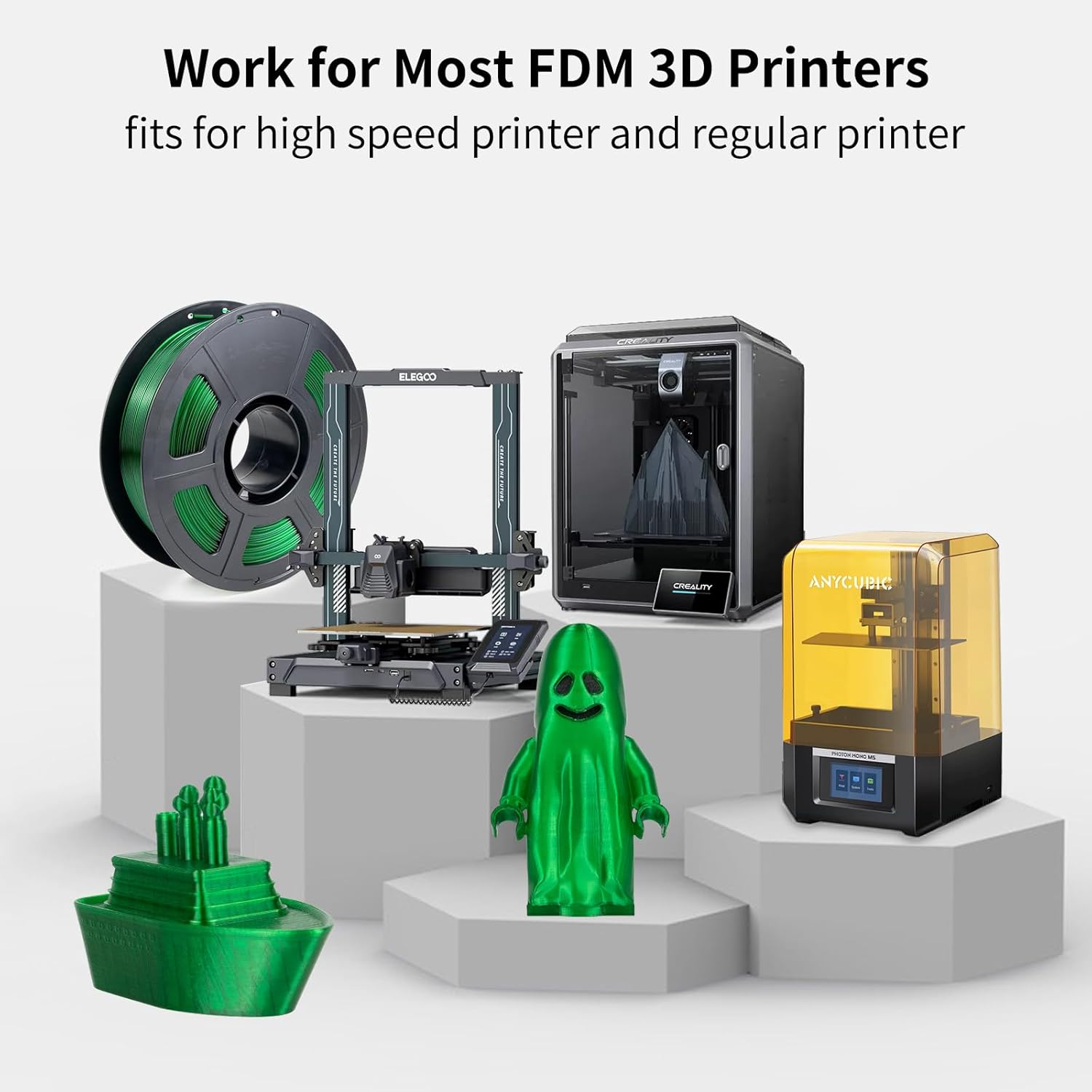 IEMAI Transparent PETG Filament 1.75mm 1kg, Crystal Clear Green 3D Printer Filament Up to 600mm/s Printing, Tough & Durable for Lampshade, Creative DIY & Home Decor