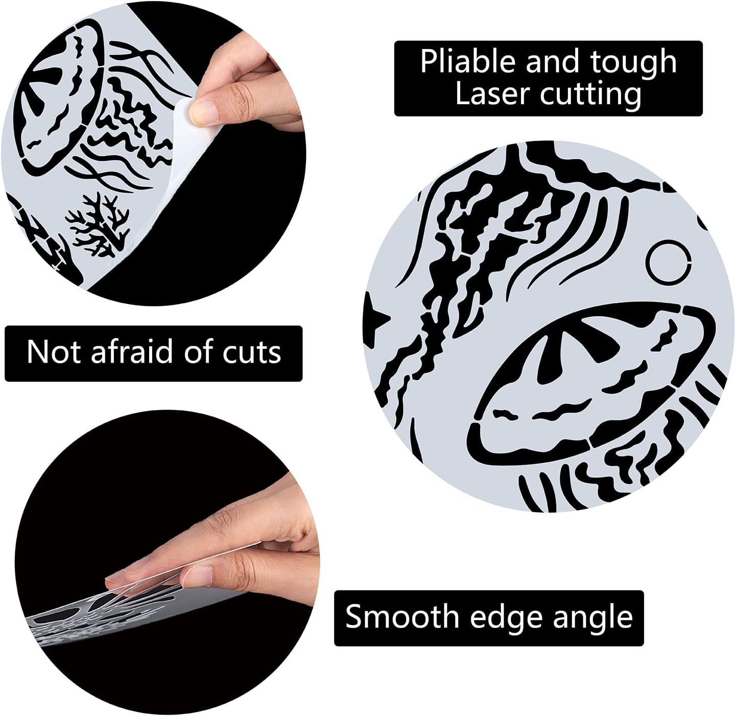 GORGECRAFT Jellyfish Stencil 30×21cm Marine Life Stencils Seaweed Ocean Theme Templates Reusable Sign Square Stencil Hollow Out Drawing Template for Painting on Wood Wall Scrapbooking Card Floor image 3
