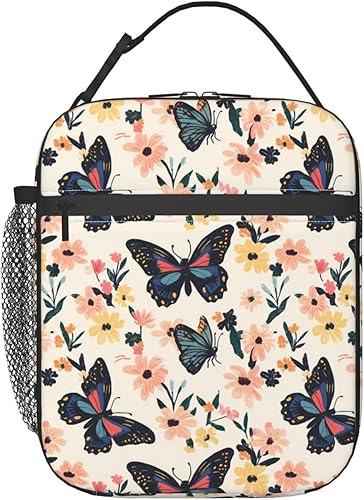 Miniatura 10 de Lonchera de mariposa para mujeres, niños y niñas, lonchera aislada, lonchera para adultos, bolsas de almuerzo reutilizables para el trabajo,