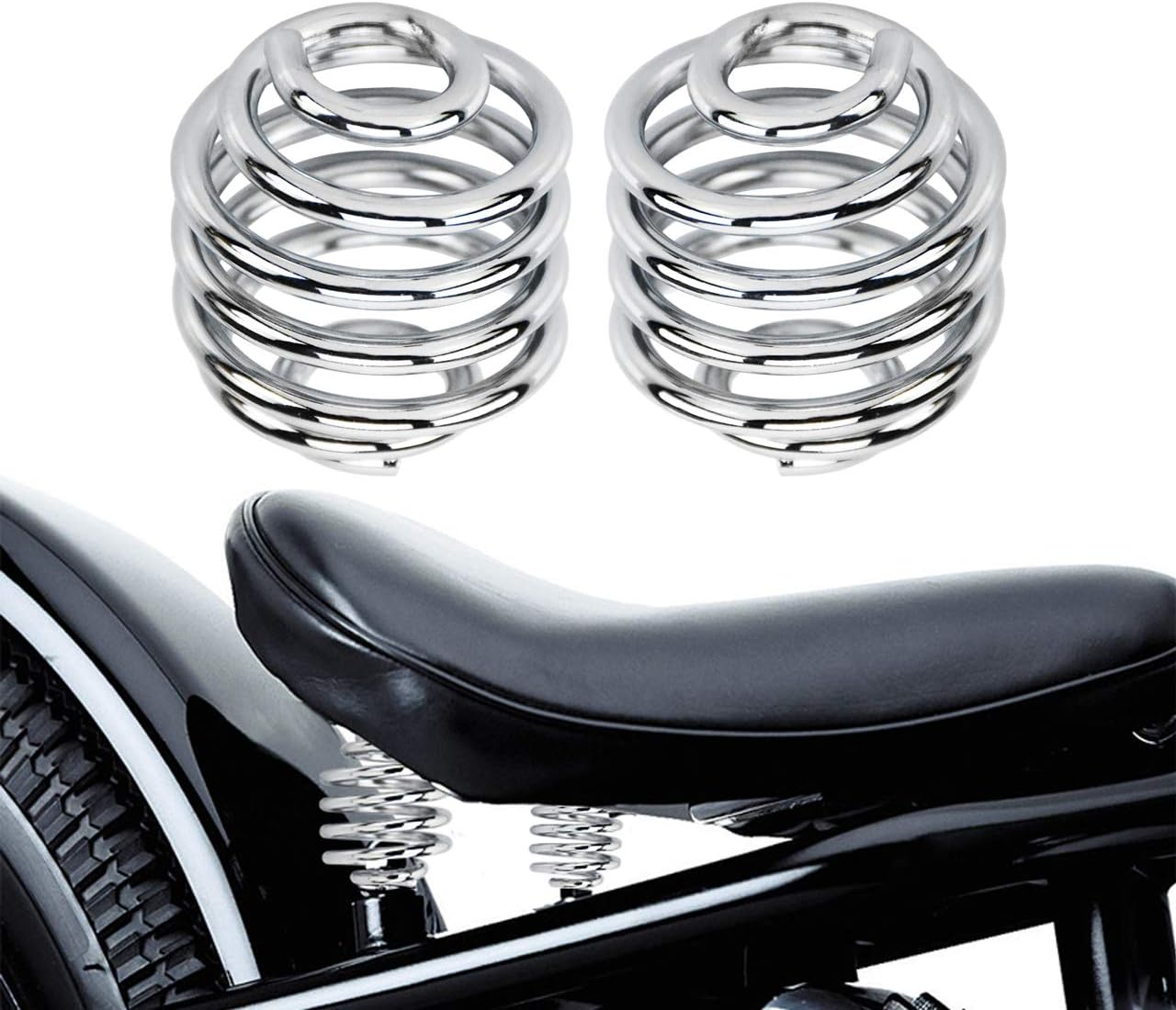 Motorcycle Solo Seat Springs Mounting 2 Inch Spring Bracket Hardware Mount Kit Fit for Harley Sportster Softail XL 883 1200 Dyna Fatboy Bobber Chrome 1 Pair