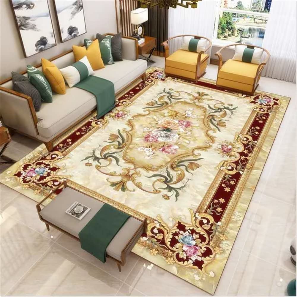 Tapis de salon durable beige 120x180cm au design rétro de haute qualité