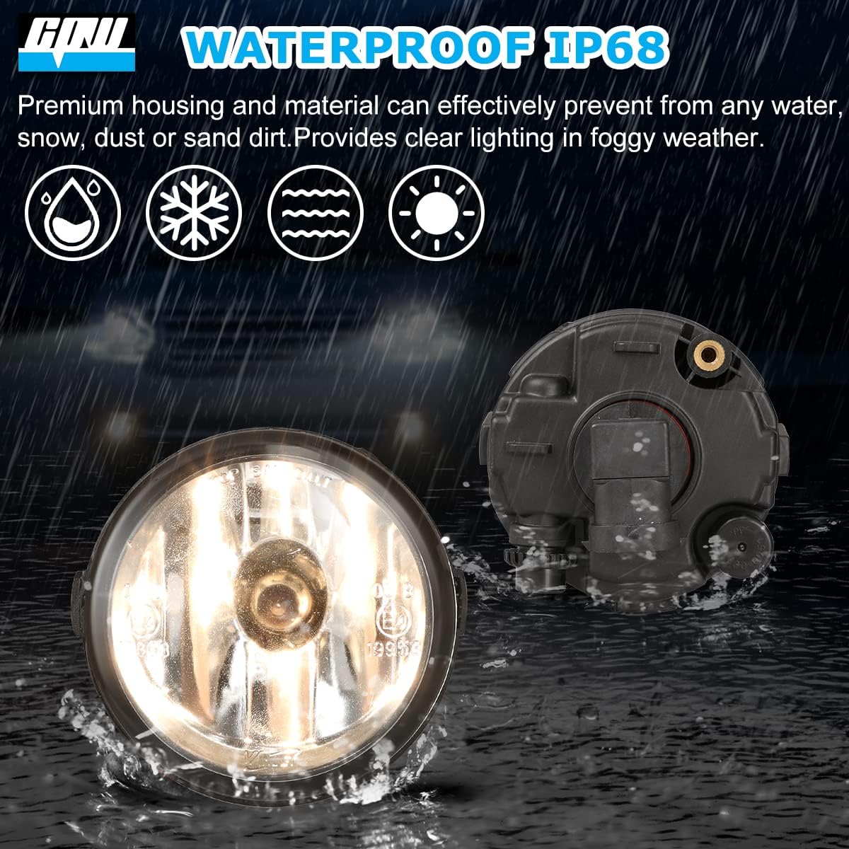 CPW Fog Lights Assembly Fit For Nissan [Cube/Juke/Murano/Quest/Rogue/Versa], Driving Fog Lights For Infinti [EX35/EX37/FX35/FX45/FX50/G25/G37/M37/M56/Q40/Q70/QX50/QX56]