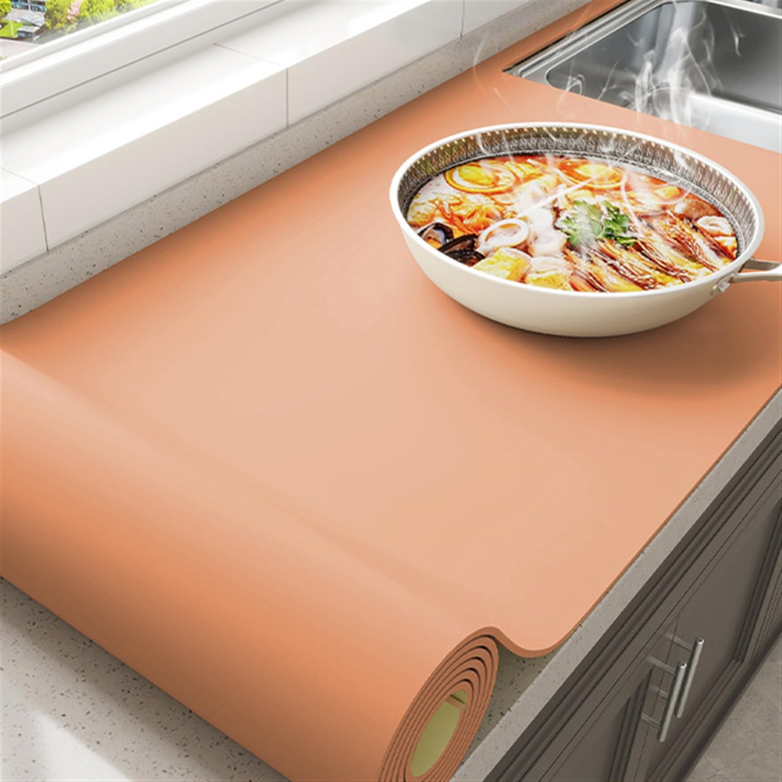 Odporna na wysoką temperaturę silikonowa mata kuchenna, antypoślizgowa podkładka na stół, 40 x 100 cm, khaki, silikonowa mata robocza do gotowania i pieczenia