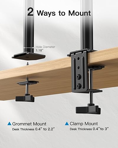 Miniatura 7 de HUANUO Dual Monitor Mount for 2 Monitors up to 30 inches, Heavy Duty Dual Monitor Stand Holds up to 22 lbs, Dual Monitor Arm with Height Adjustable