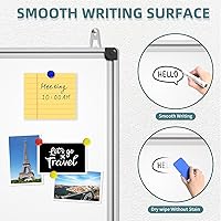 Vista 2 de Magnetic Dry Erase Whiteboard - 46 x 33 Inch White Board - 4 x 3 Large Wall-Mounted Board with Silver Aluminum Frame, 1 Magnetic Eraser, 2 Pens
