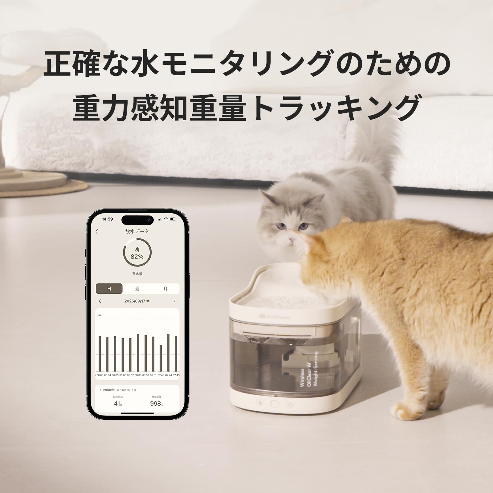 Amazon | PetSnowy インテリジェントピュアフローA.I (無線式重量感知