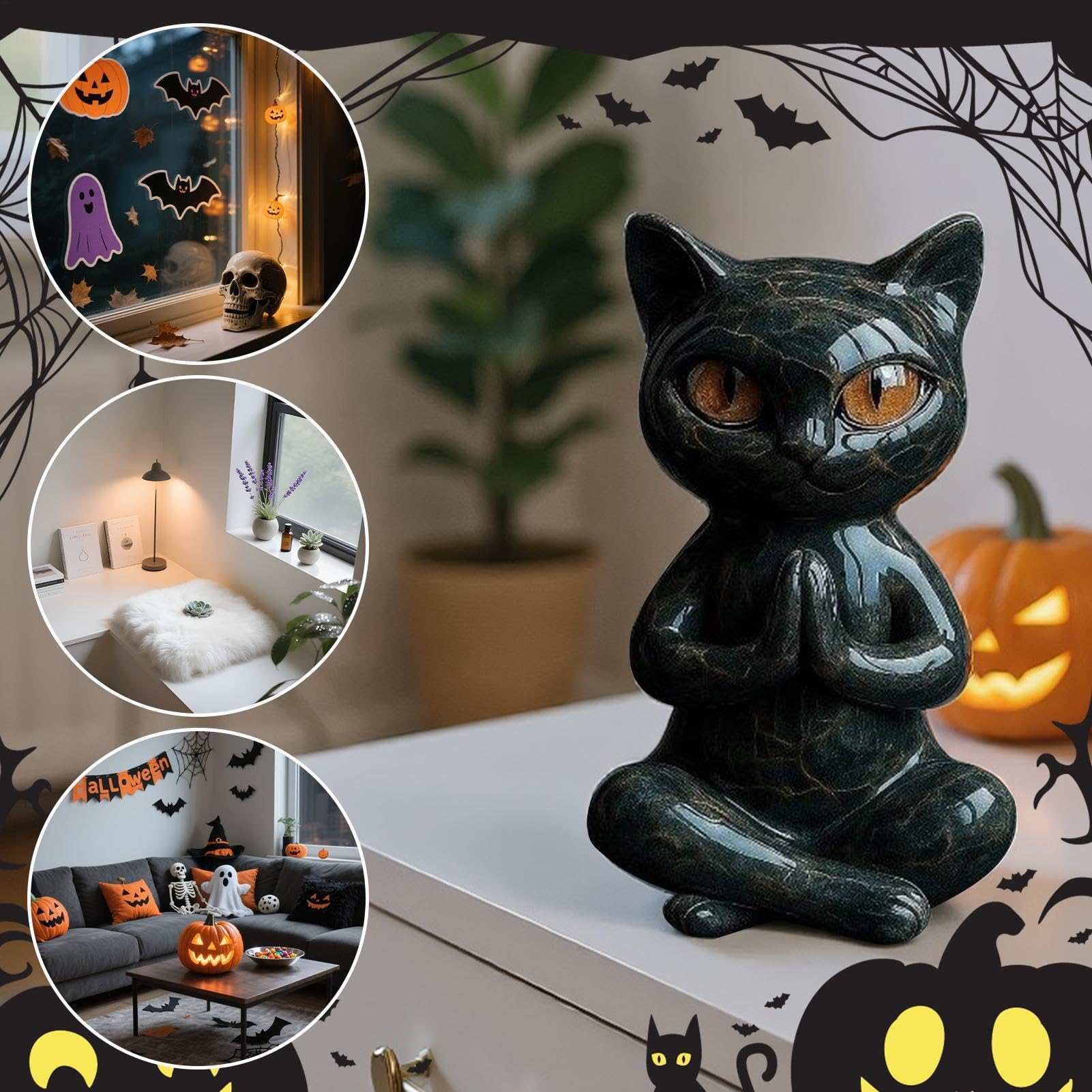 Figurki do jogi kota Halloween figurka zwierzę żywica statuetka dekoracja