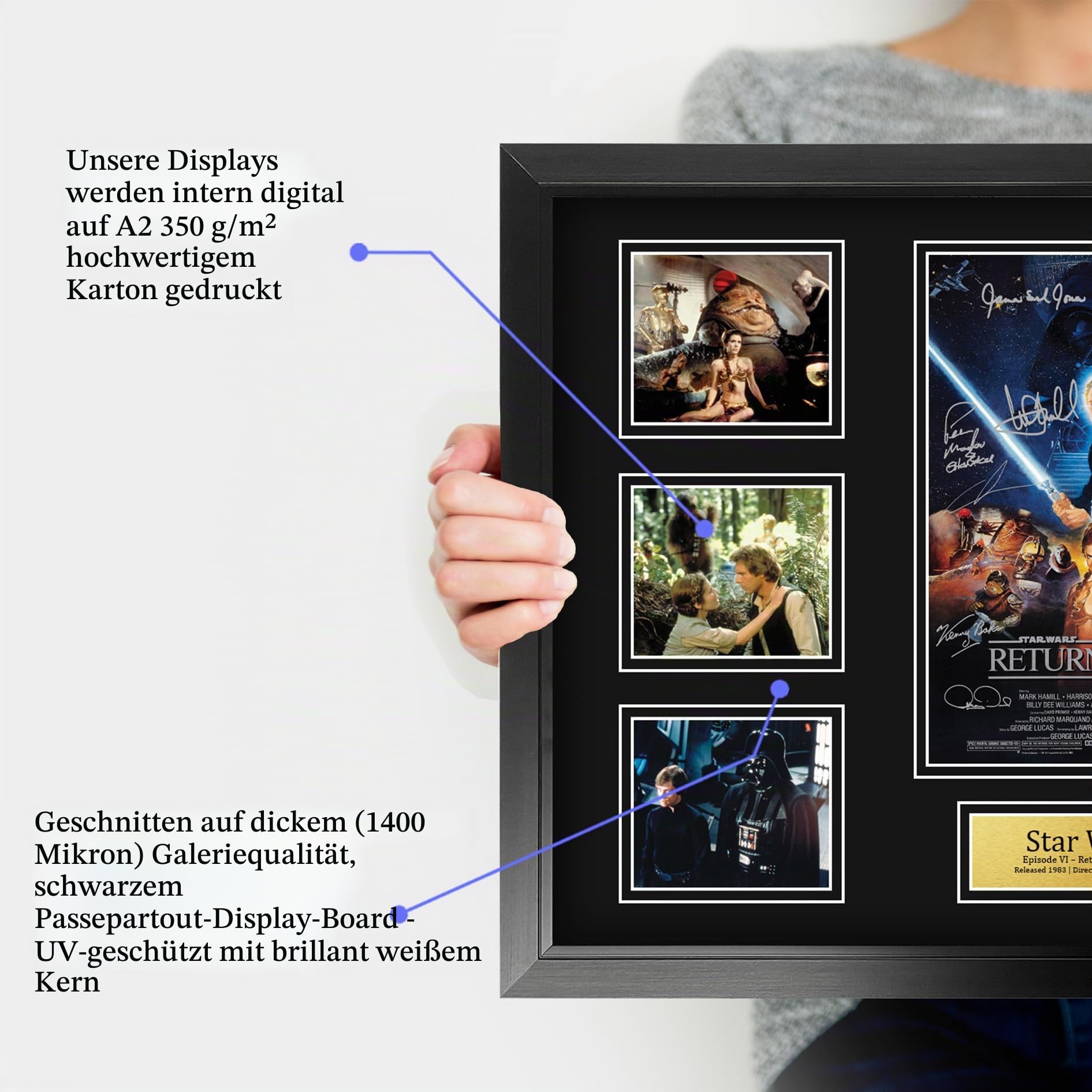 HWC Trading Return Of The Jedi Geschenke Geducktes Signiertes Autogramm Foto für Fans von Film Memorabilien - A2 Gerahmt