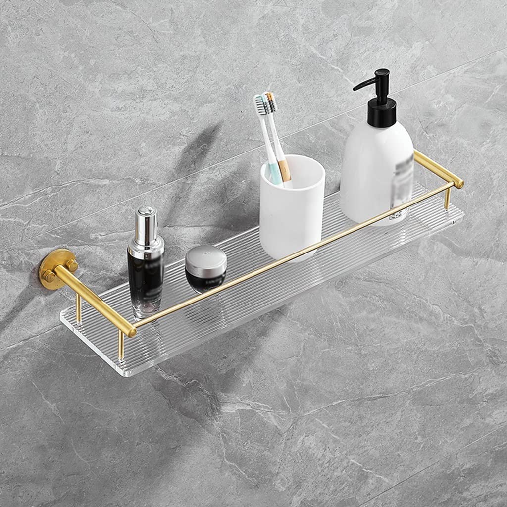 Étagère de salle de bain en acrylique transparent avec support mural robuste