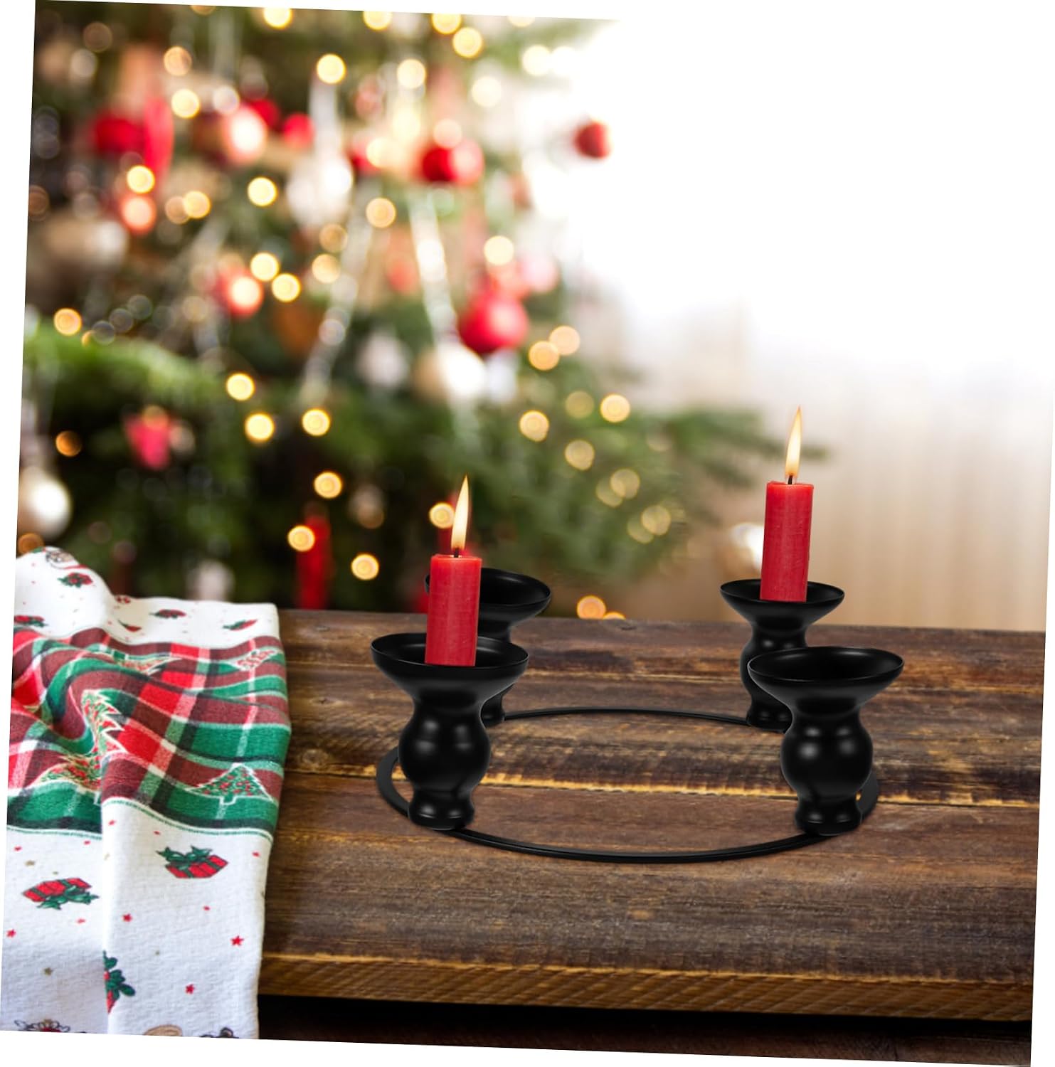 Wreath Iron Christmas Candle Holder for Table Decor Sturdy Candle Stand for Holiday Centerpieces and Xmas Wreaths Gourd Cup Design