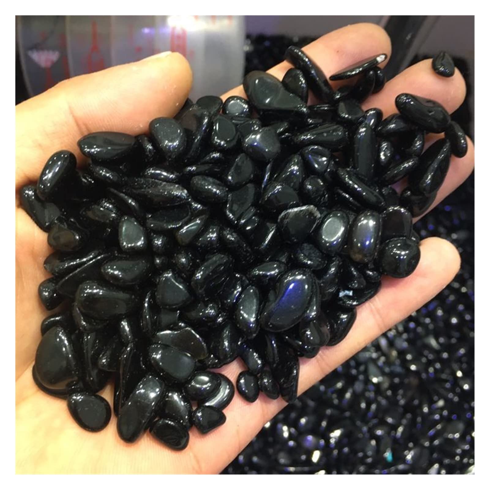 Raumdekoration Natürlicher schwarzer Obsidian-Trommelstein, polierte Kristallsteine, Dekoration, Geschenk (Size : 200g)