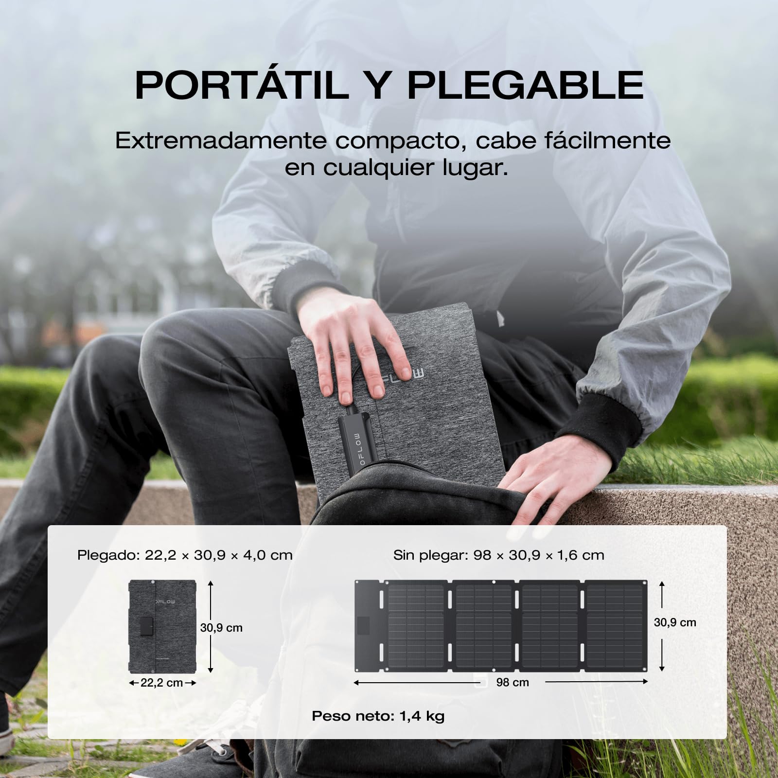 Estación eléctrica portátil EF EcoFlow River 2 256Wh y panel solar de 45 W | Hasta 600 W de potencia, Batería LiFeP04, Generador Solar para acampadas al aire libre/caravanas/Camping