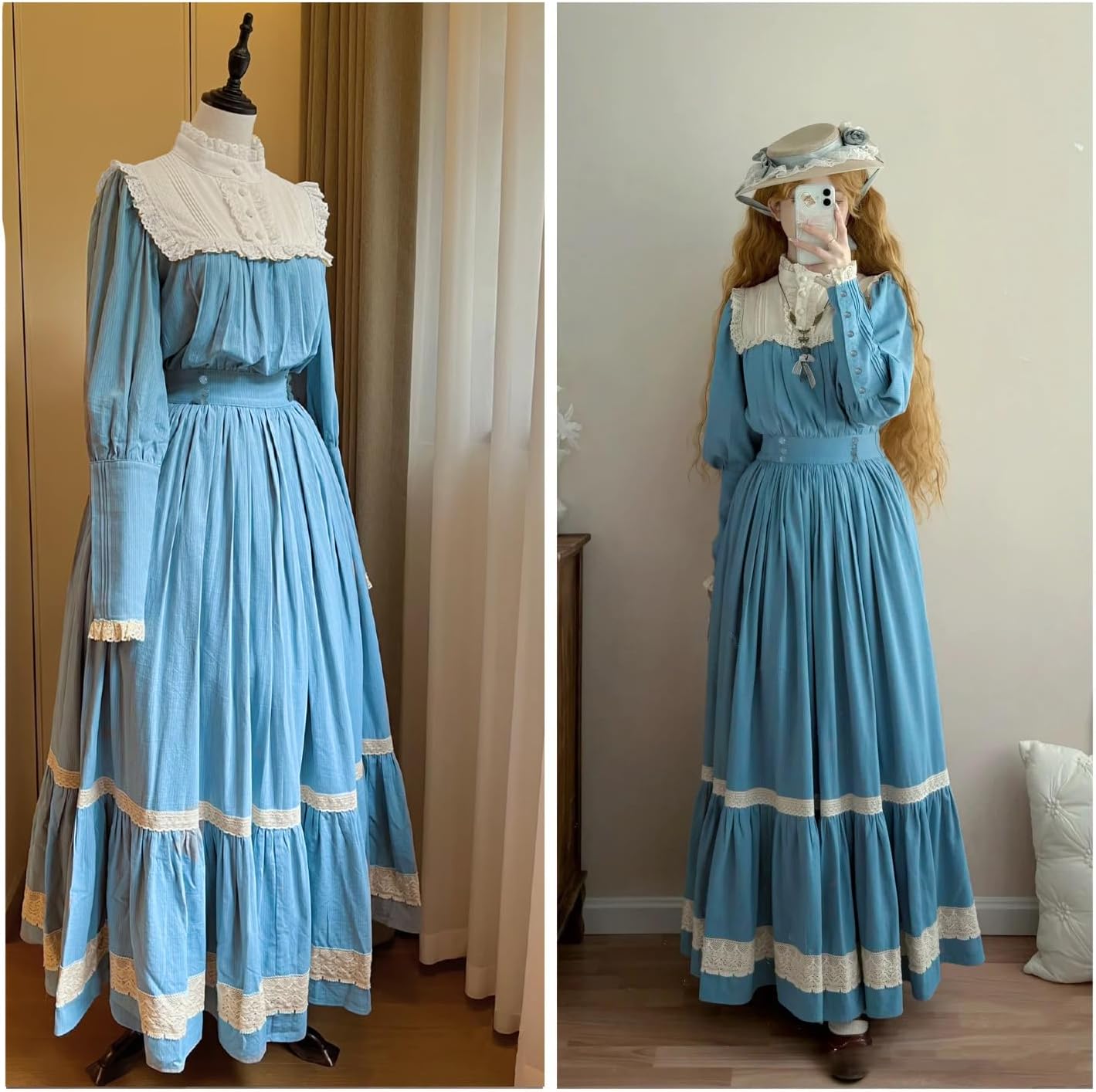 Edwardian Dress for Women 1900s Long Sleeve Victorian Dress - Image 3