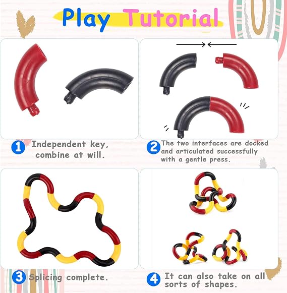 Scettar 12 Pcs Tangle Fidget Toy, Toys, Stress Relief Finger Twisted Decompression Toy for Adh Sensory Fidgets to Improve Focus and Concentration