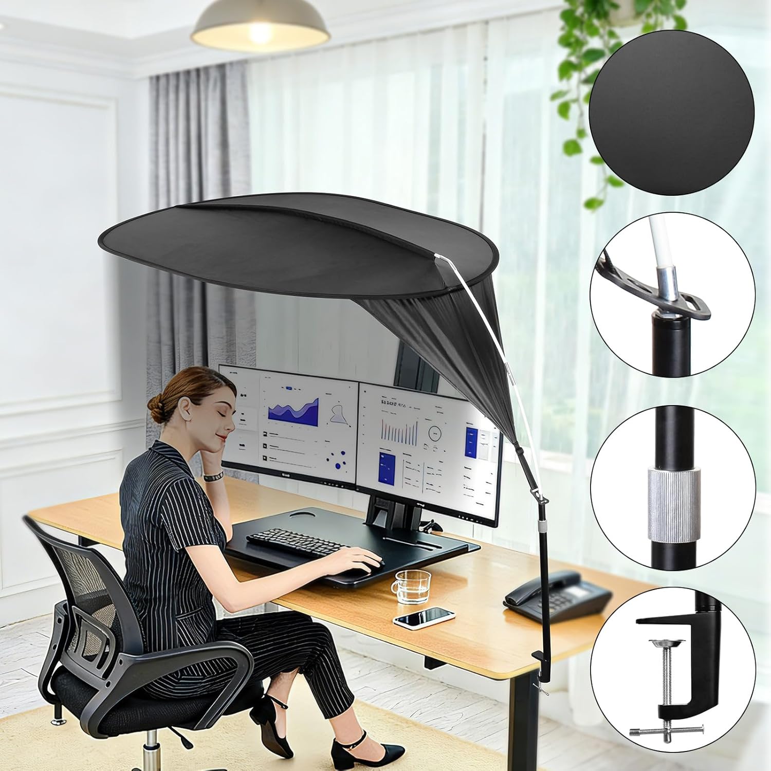 Professional Office Light Shield-Designed for Light-Sensitive and Headache-Prone Employees, Blocking 99% of Fluorescent Glare and Cold drafts, with a Large 56×42-inch Coverage