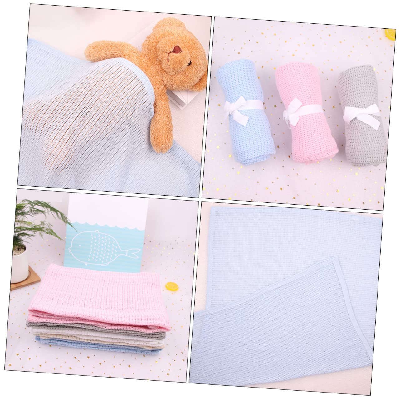 ibasenice 2 Juegos De Aire Acondicionado para Bebé Mantita Bebe Toquilla Bebe Toalla con Capucha para Bebé Chico Mantas De Bebé para Recibiendo De Bebé Algodón 3 Piezas * 2
