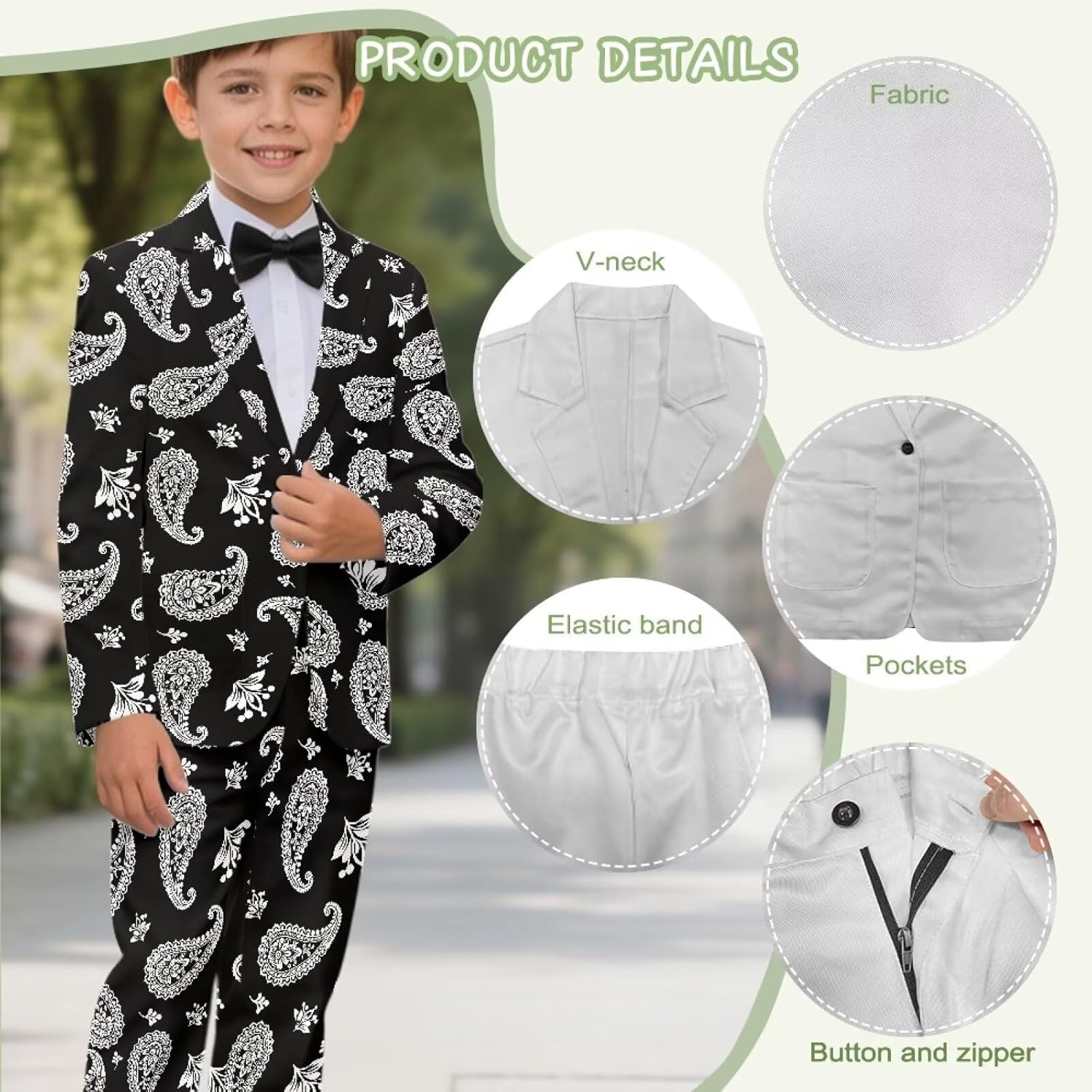 Suobstales Boys Suits Slim Fit Toddler Tuxedo Suit Set for Teen Boys Communion Dress Clothes Kids Wedding Ring Bearer Outfit