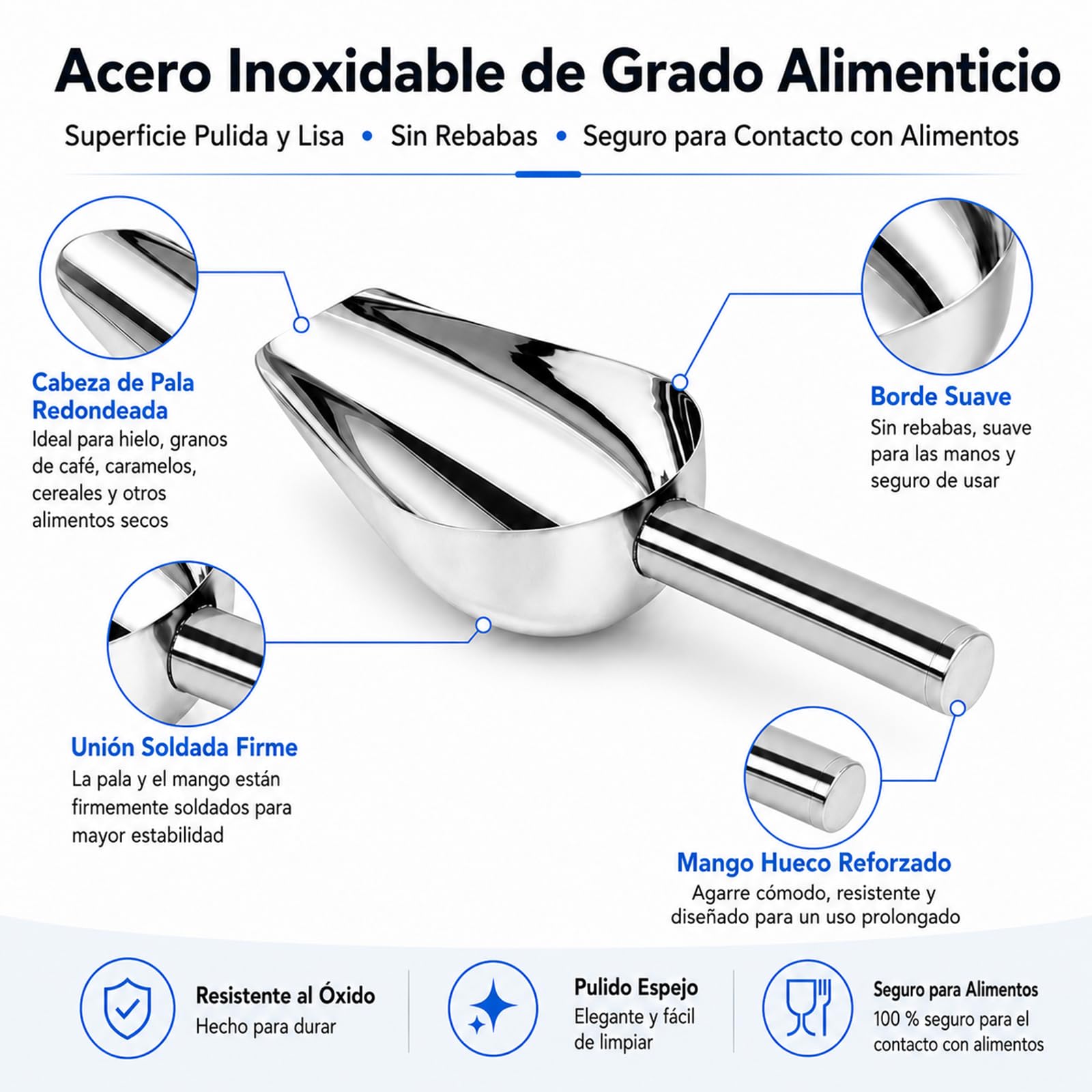 Cuchara Hielo Acero Inoxidable & Pinza de Hielo Acero Inoxidable Siumir 25 cm Pinza de Candy Pala Hielo per Alimenti para Barra, Barbacoa, Fiesta, Boda