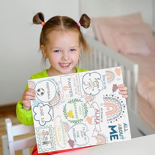 Miniatura 4 de Sherr 60 pósteres de All About Me para niños, hojas verdes, arcoíris, póster escolar de eucalipto, póster para estudiantes, aula, jardín de