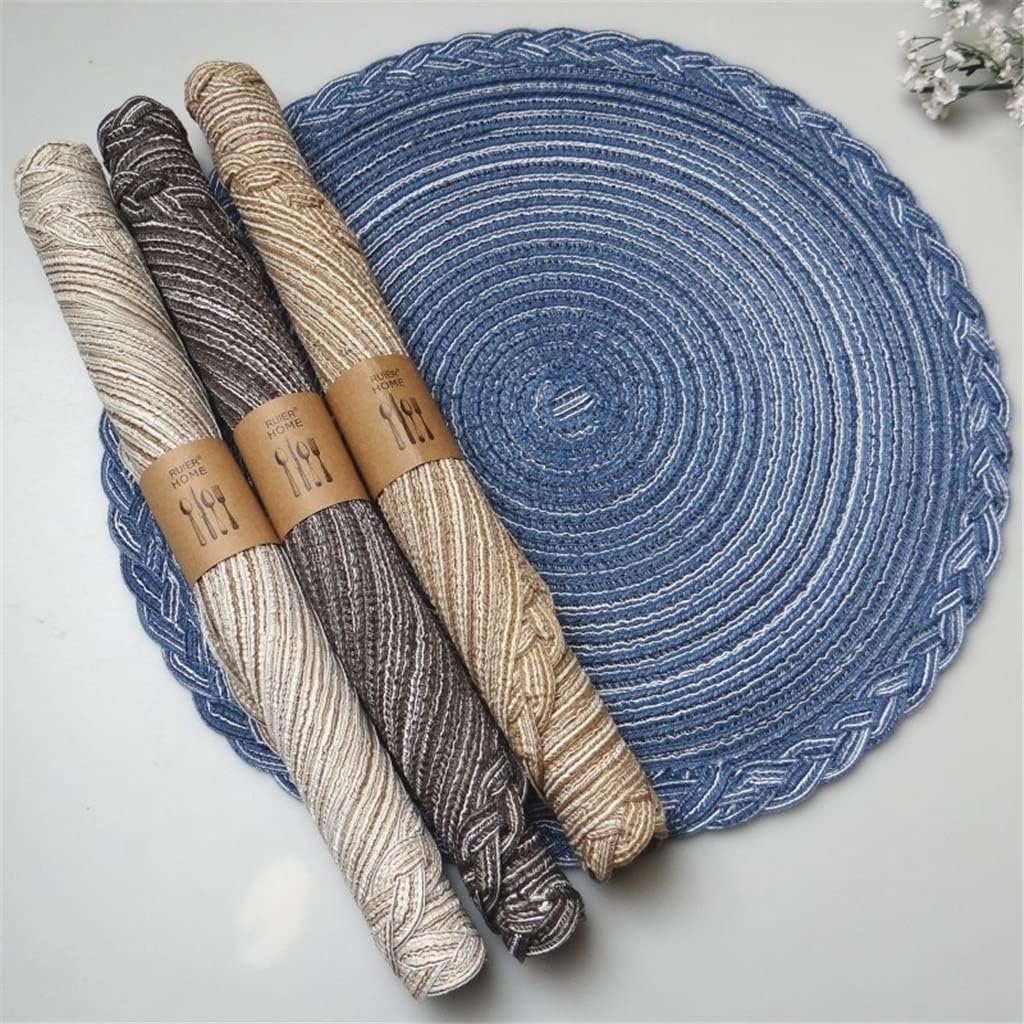 6 Pcs Table Place Mats Coasters Table Mats Heat Insulation Round Western Placemats Decoration Accessories(Black)