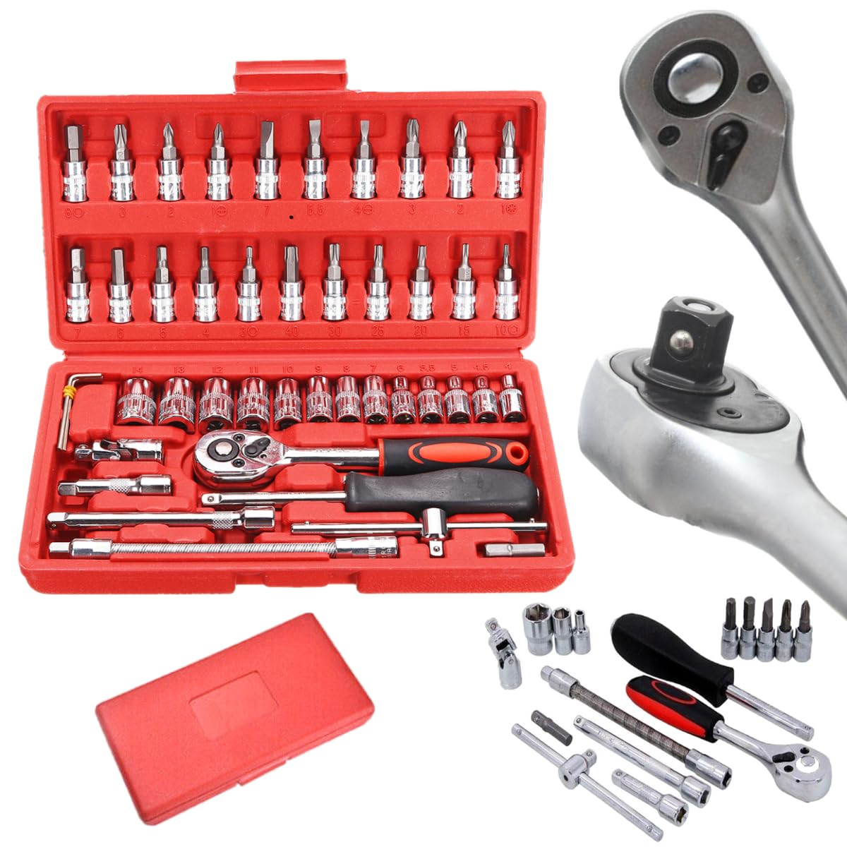 Kit Jogo de Ferramentas 46 Peças Combinadas Sextavadas Chave Allen