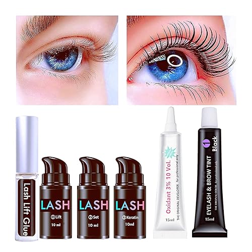 Kit de levantamiento de pestañas y T-int en casa con T i n t negro, levantamiento de pestañas y bomba sin aire D-y-e de 0.3 fl oz que levanta las