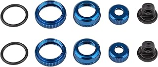 Team Associated 10mm Shock Caps and Collars, Blue Aluminum, ASC21556
