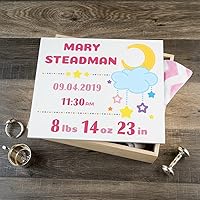 Vista 13 de Caja de recuerdo personalizada para bebé (huellas azules, regulares)