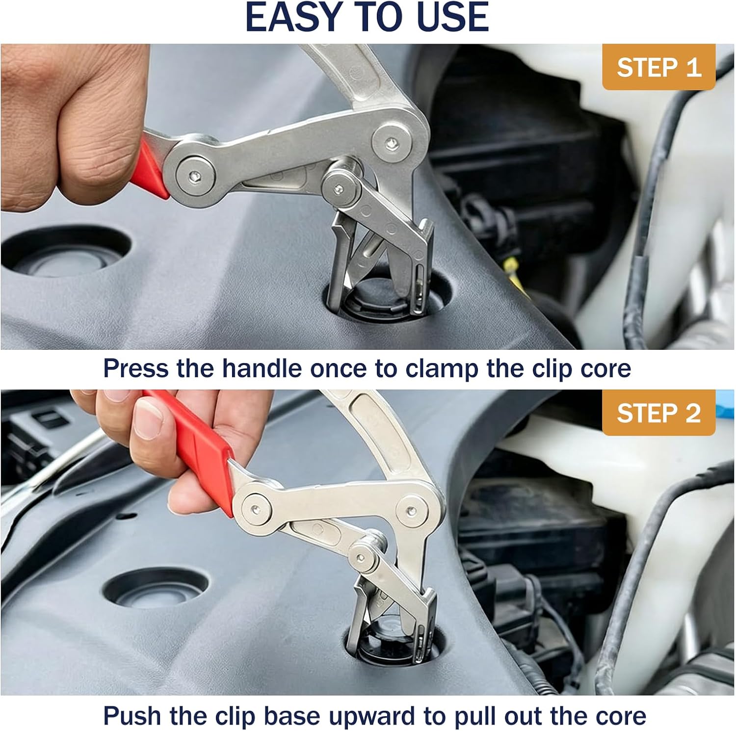 Car Clip Pliers with 60PCS Automotive Fastener Kit, 1-2mm Ultra-Thin Jaws for Door Panel & Dashboard Disassembly Without Damage, Spring-Loaded Automotive Fastener Remover for Bumper & Fender Clips