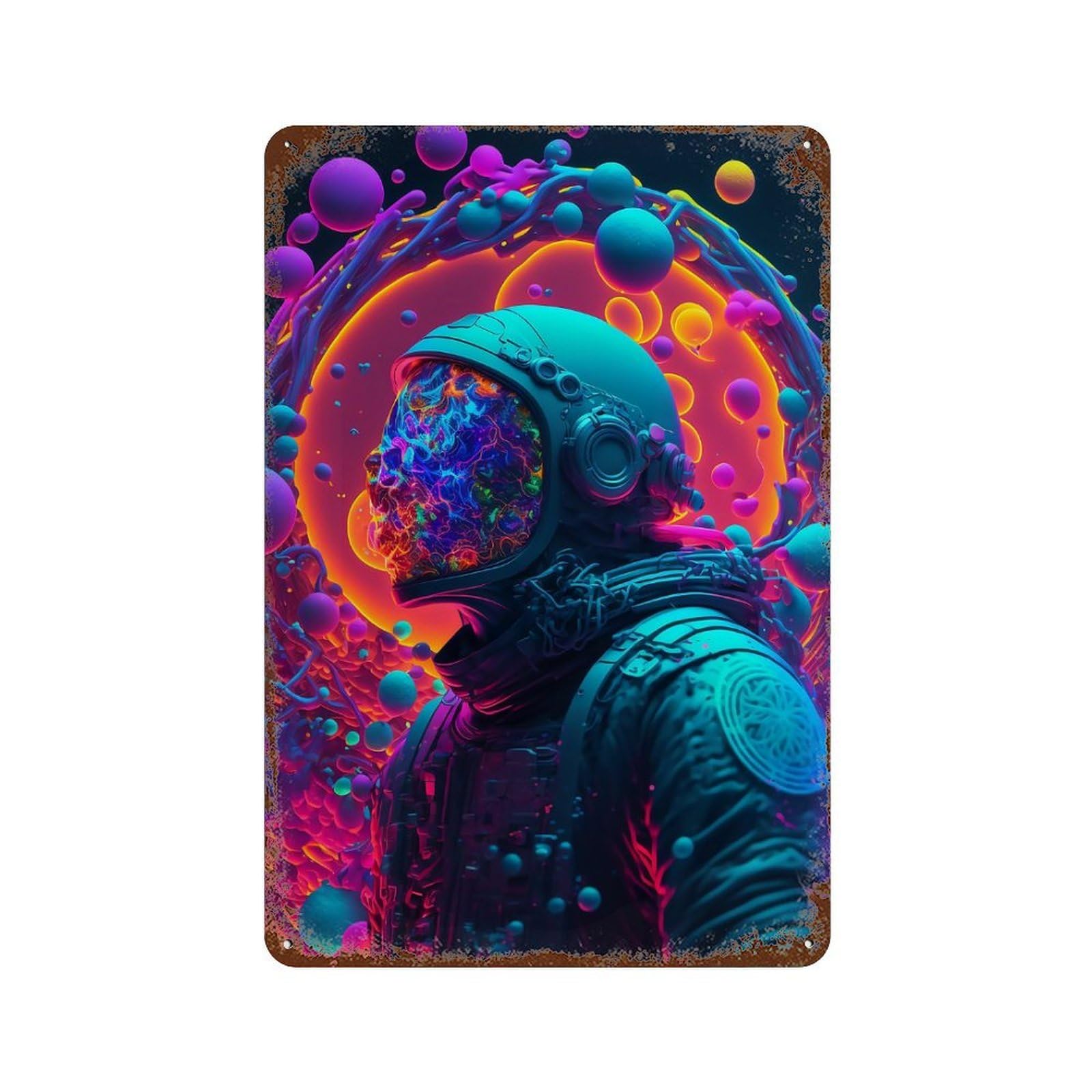 Astronaut Creation Vintage Metal Tin Sign 11.8"x7.9", Ideal for Living Room, Hallway And Home Decor