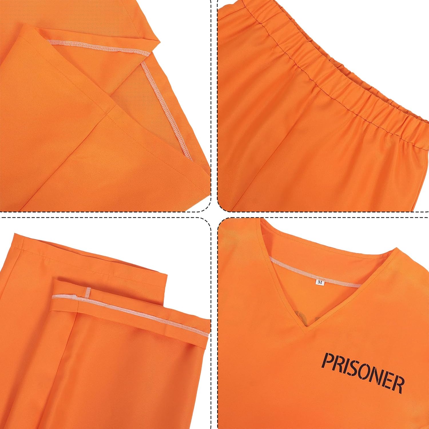 Kuberas Prisoner Costume for Adults Men Orange Prison Costume Inmate Jail Convict Halloween Cosplay Outfit for Women - Image 3