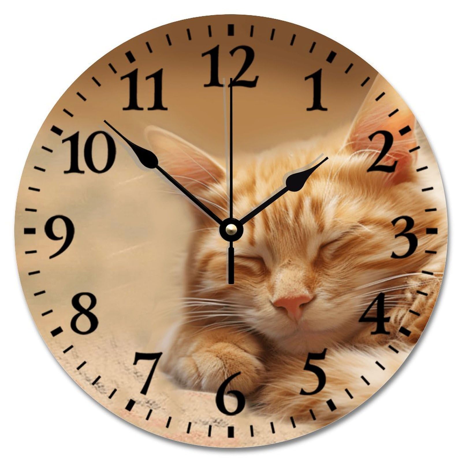 Idée cadeau amoureux chats : horloge murale chaton soriano orange