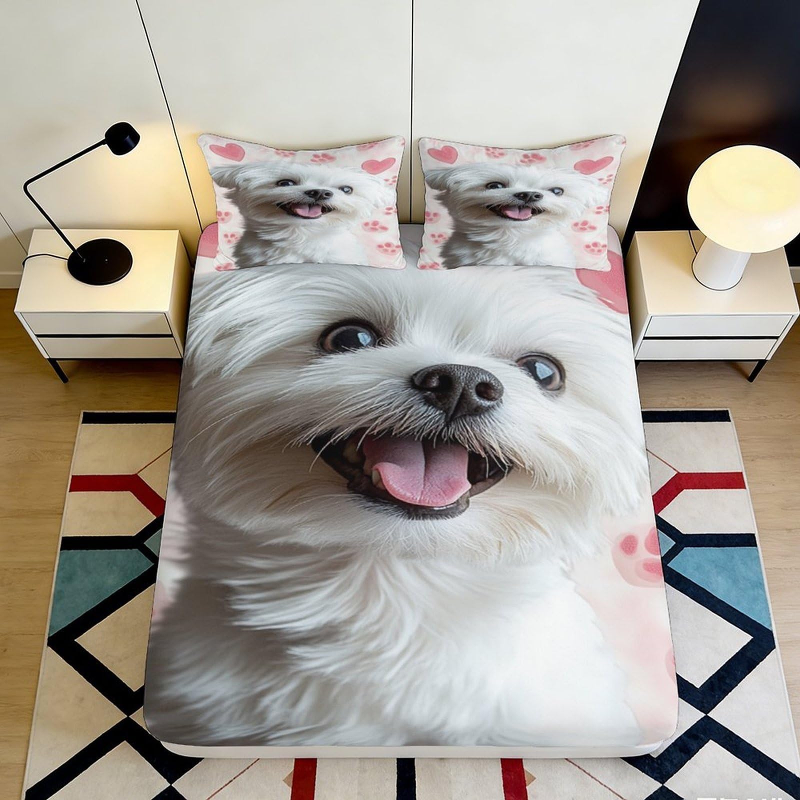 Jqzkxnhpbr Style-10 3D Printed Cute Dog Fitted Sheet Microfiber Soft Bedroom Decor, Smiling Puppy Bed Cover For Home Guest Room 90X200x25cm