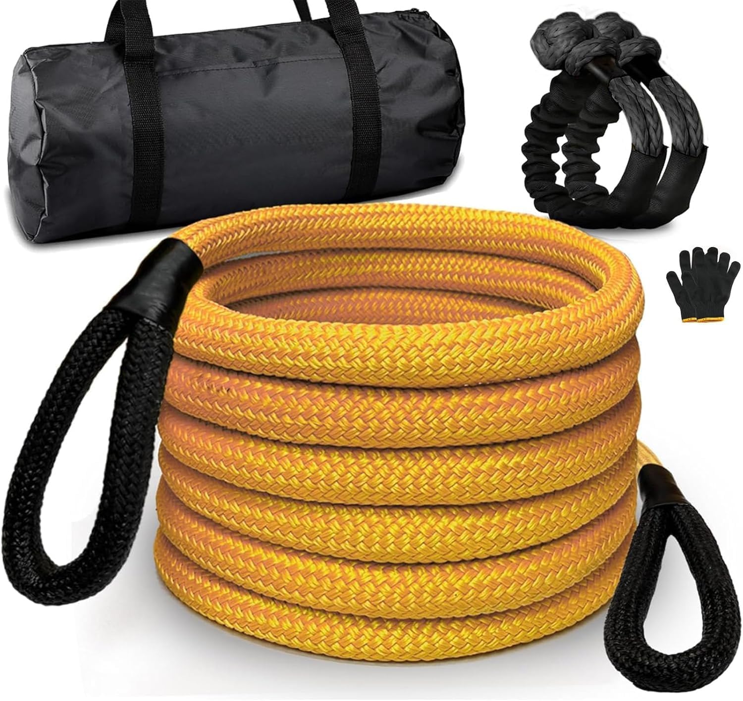 VyonNe 7/8"*20ft Tow Rope,4x4 Kinetic Recovery Rope Kit with 2 Shackle Ropes, Heavy-Duty Vehicle Recovery Rope,Drive Pickup Truck, SUV, ATV Off Road Heavy Duty Recovery Kit