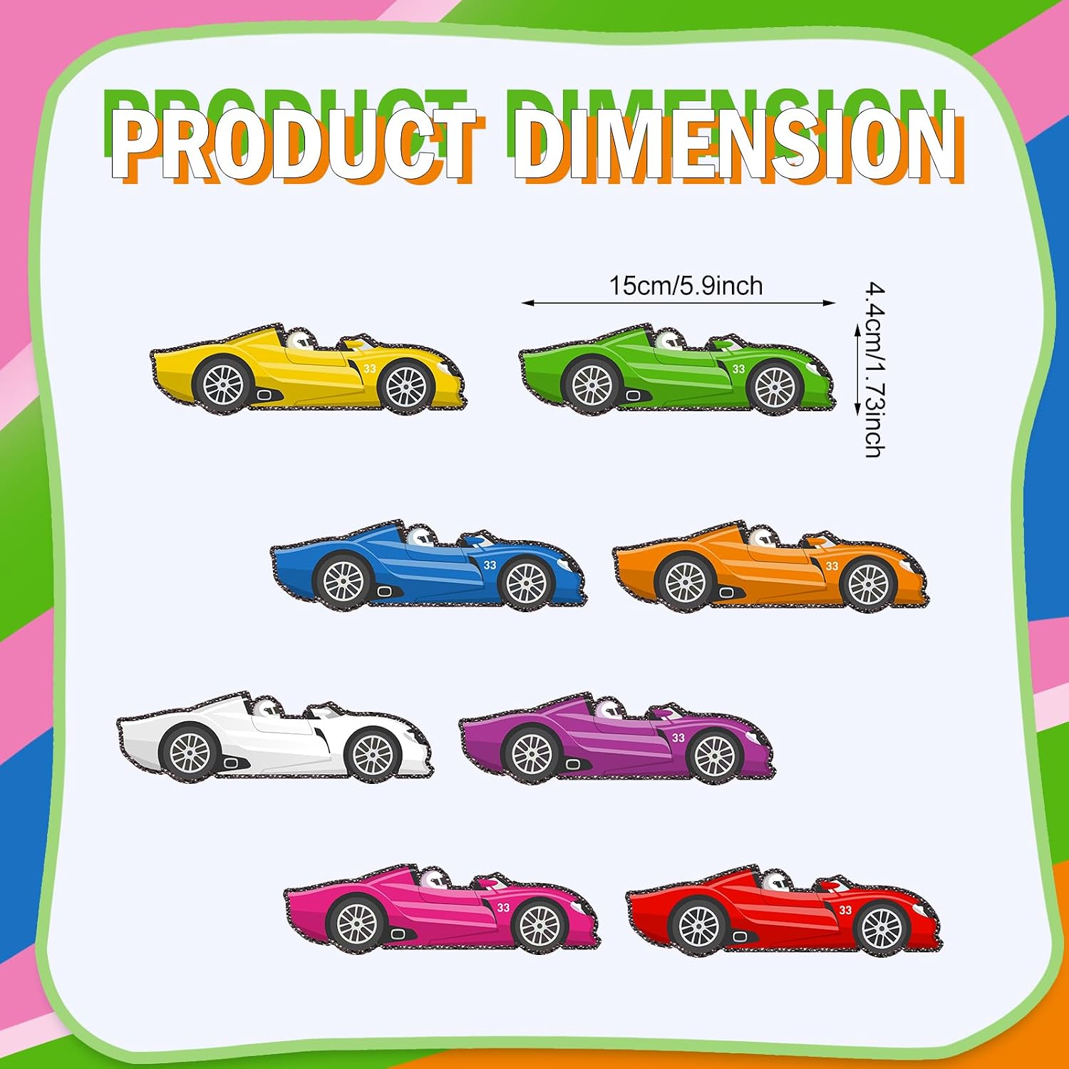 Geyee Colorful Race Car Cutout Race Car Bulletin Board, 1.73 x 5.91 Inches image 2