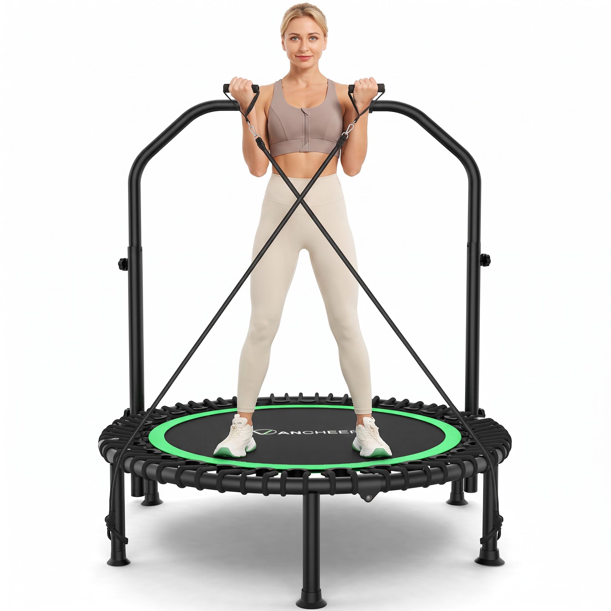ANCHEER 40"/48" Foldable Mini Trampoline with Adjustable Handle for Adults
